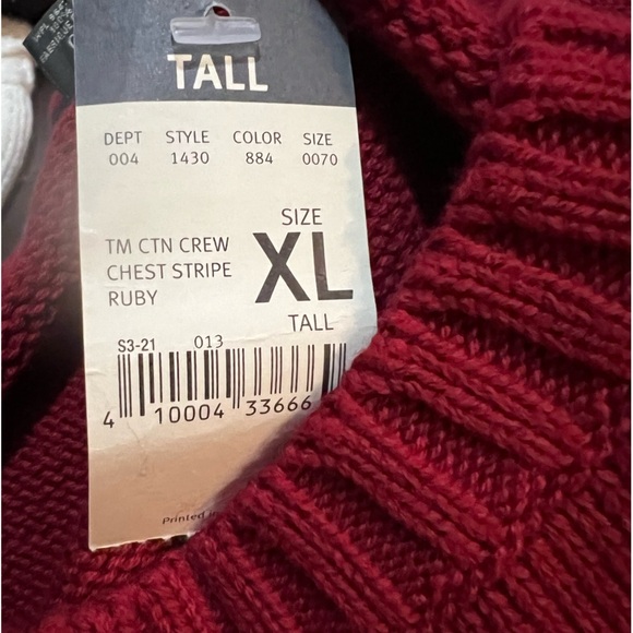 Eddie Bauer Long Sleeve Cotton Tight Knit Sweater Red with Blue/White Stripe XLT - Picture 7 of 8